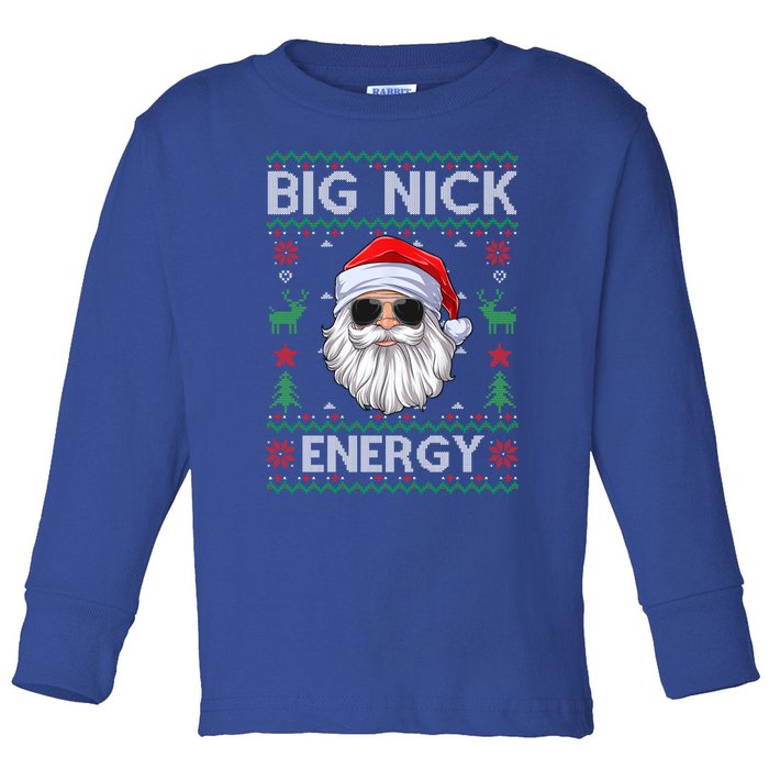 Big Nick Energy Santa Claus Ugly Christmas Sweater Gift Toddler Long Sleeve Shirt