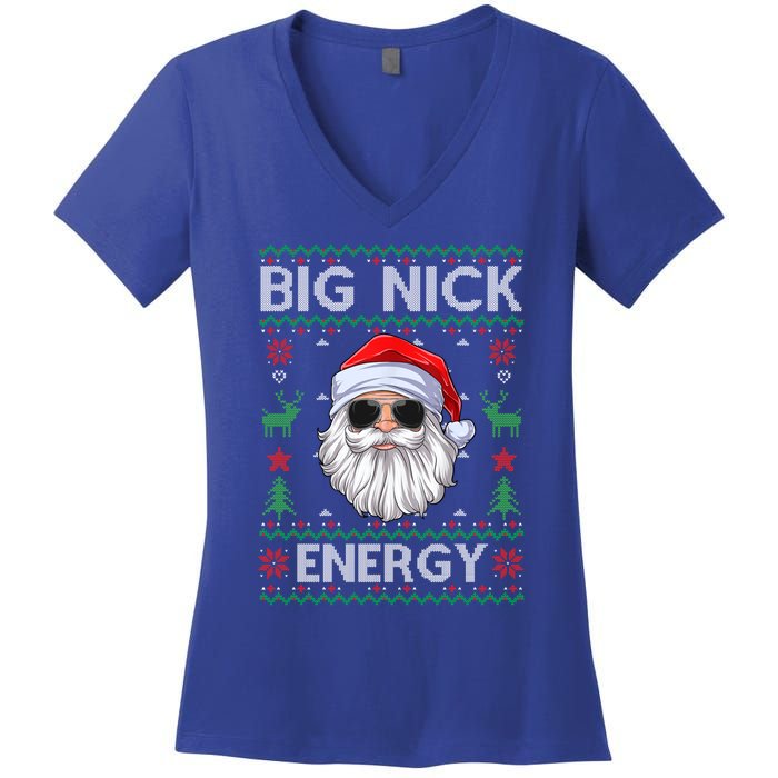 Big Nick Energy Santa Claus Ugly Christmas Sweater Gift Women's V-Neck T-Shirt