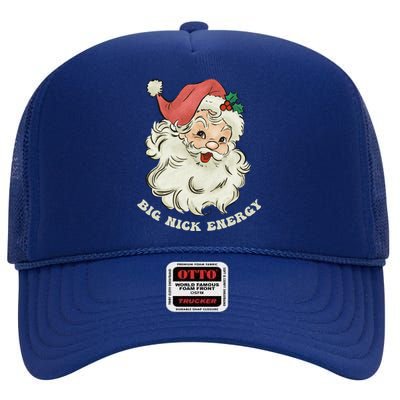 Big Nick Energy Santa Groovy Retro Meaningful Gift High Crown Mesh Back Trucker Hat