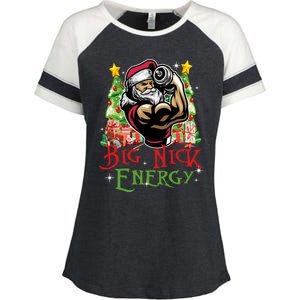 Big Nick Energy Santa Gym Fitness Weight Lifting Christmas Great Gift Enza Ladies Jersey Colorblock Tee