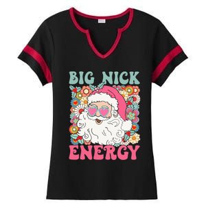 Big Nick Energy Funny Santa Xmas Retro Christmas Ladies Halftime Notch Neck Tee