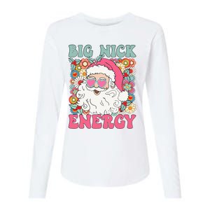 Big Nick Energy Funny Santa Xmas Retro Christmas Womens Cotton Relaxed Long Sleeve T-Shirt