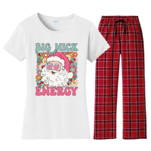 Big Nick Energy Funny Santa Xmas Retro Christmas Women's Flannel Pajama Set