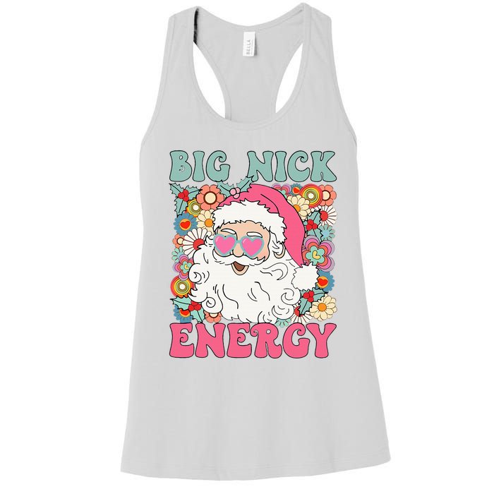 Big Nick Energy Funny Santa Xmas Retro Christmas Women's Racerback Tank