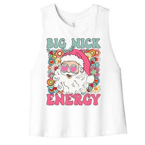 Big Nick Energy Funny Santa Xmas Retro Christmas Women's Racerback Cropped Tank