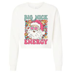 Big Nick Energy Funny Santa Xmas Retro Christmas Cropped Pullover Crew