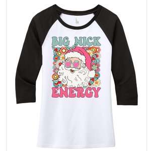 Big Nick Energy Funny Santa Xmas Retro Christmas Women's Tri-Blend 3/4-Sleeve Raglan Shirt