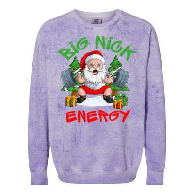 Big Nick Energy Santa Gym Fitness Weight Lifting Christmas Gift Colorblast Crewneck Sweatshirt