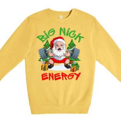 Big Nick Energy Santa Gym Fitness Weight Lifting Christmas Gift Premium Crewneck Sweatshirt