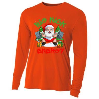 Big Nick Energy Santa Gym Fitness Weight Lifting Christmas Gift Cooling Performance Long Sleeve Crew