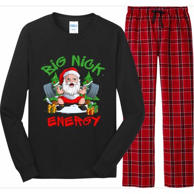 Big Nick Energy Santa Gym Fitness Weight Lifting Christmas Gift Long Sleeve Pajama Set