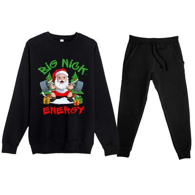 Big Nick Energy Santa Gym Fitness Weight Lifting Christmas Gift Premium Crewneck Sweatsuit Set