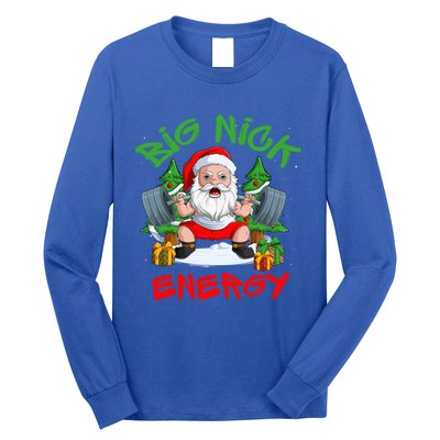 Big Nick Energy Santa Gym Fitness Weight Lifting Christmas Gift Long Sleeve Shirt