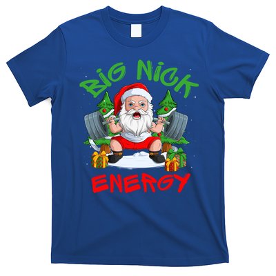 Big Nick Energy Santa Gym Fitness Weight Lifting Christmas Gift T-Shirt