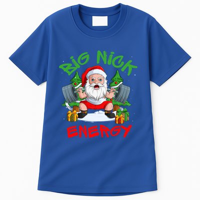 Big Nick Energy Santa Gym Fitness Weight Lifting Christmas Gift Tall T-Shirt