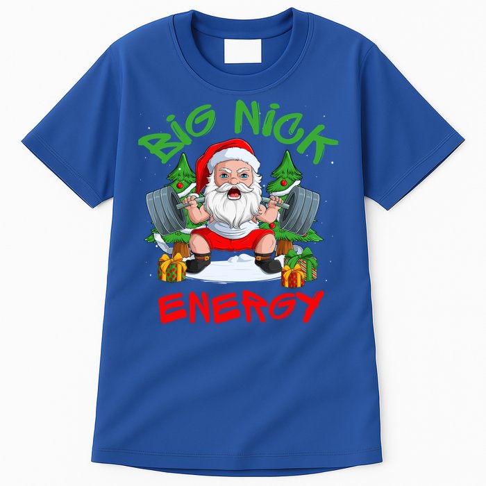 Big Nick Energy Santa Gym Fitness Weight Lifting Christmas Gift Tall T-Shirt