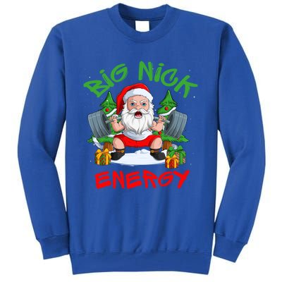 Big Nick Energy Santa Gym Fitness Weight Lifting Christmas Gift Tall Sweatshirt