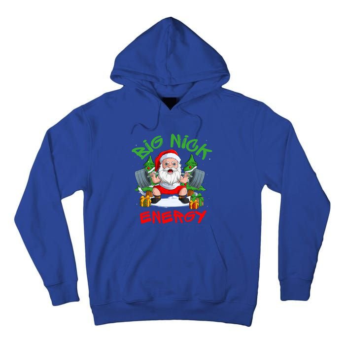 Big Nick Energy Santa Gym Fitness Weight Lifting Christmas Gift Tall Hoodie