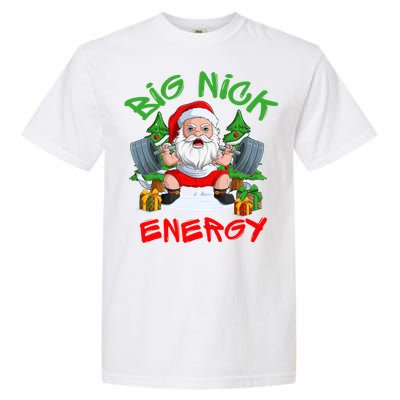 Big Nick Energy Santa Gym Fitness Weight Lifting Christmas Gift Garment-Dyed Heavyweight T-Shirt