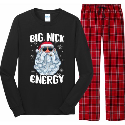 Big Nick Energy Retro Funny Santa Face Christmas Cool Gift Long Sleeve Pajama Set