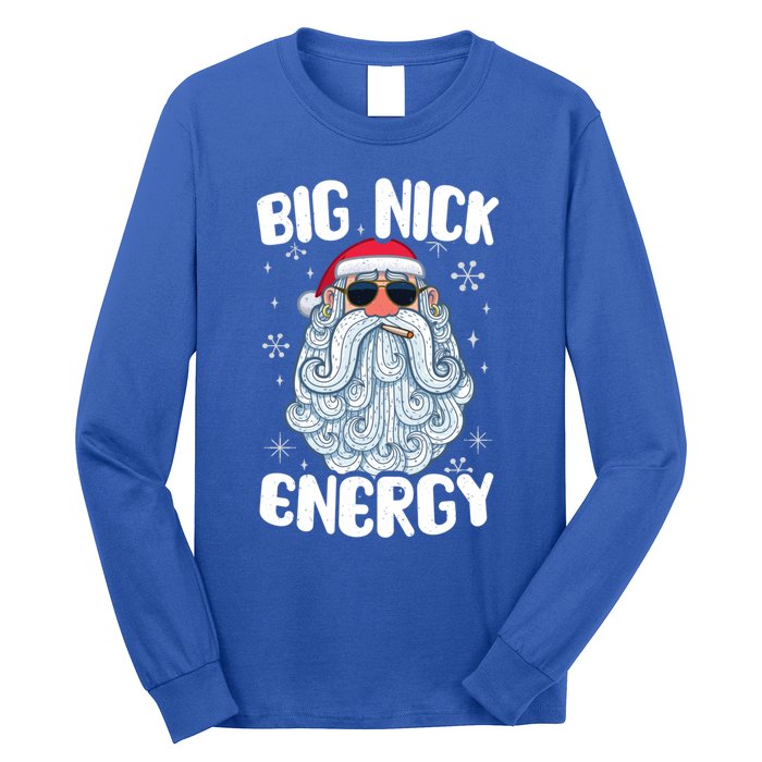 Big Nick Energy Retro Funny Santa Face Christmas Cool Gift Long Sleeve Shirt