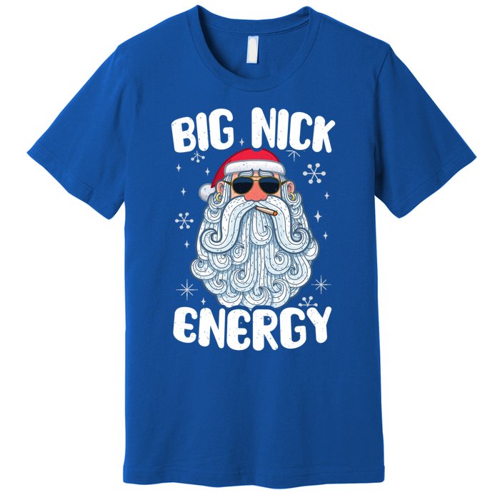 Big Nick Energy Retro Funny Santa Face Christmas Cool Gift Premium T-Shirt