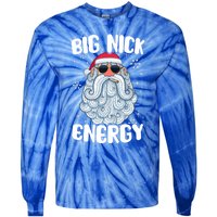 Big Nick Energy Retro Funny Santa Face Christmas Cool Gift Tie-Dye Long Sleeve Shirt