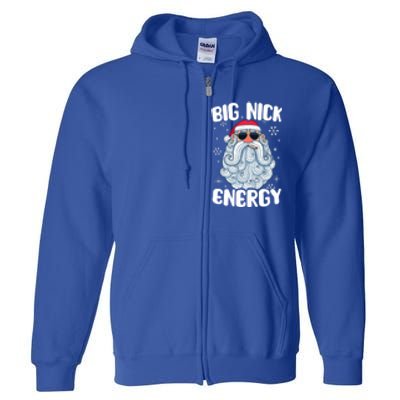 Big Nick Energy Retro Funny Santa Face Christmas Cool Gift Full Zip Hoodie