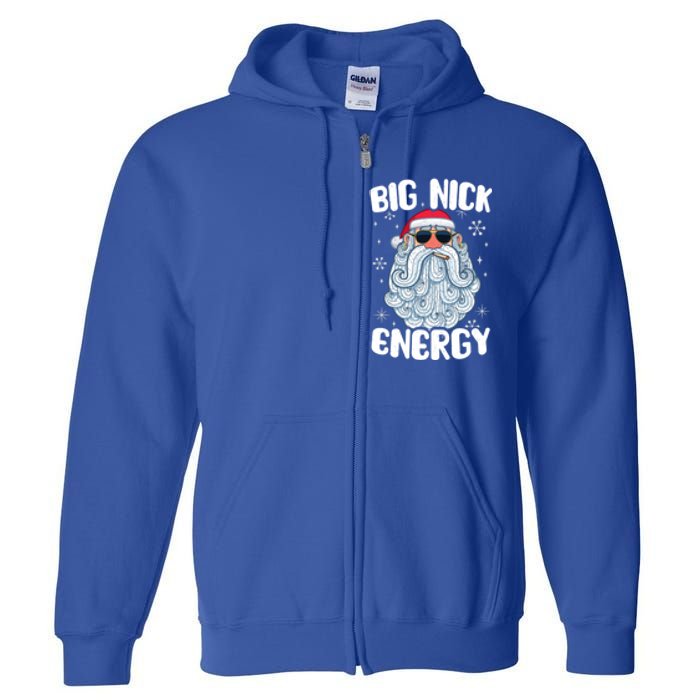 Big Nick Energy Retro Funny Santa Face Christmas Cool Gift Full Zip Hoodie