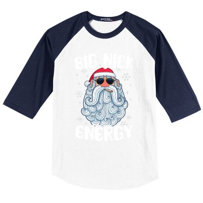 Big Nick Energy Retro Funny Santa Face Christmas Cool Gift Baseball Sleeve Shirt