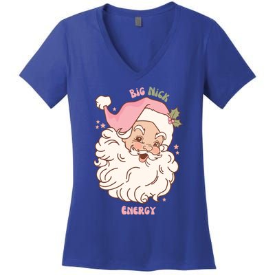 Big Nick Energy Santa Naughty Adult Humor Funny Christmas Meaningful Gift Women's V-Neck T-Shirt