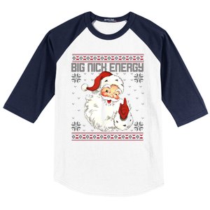 Big Nick Energy Santa Claus Holiday Baseball Sleeve Shirt