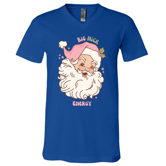 Big Nick Energy Santa Naughty Adult Humor Funny Christmas Gift V-Neck T-Shirt