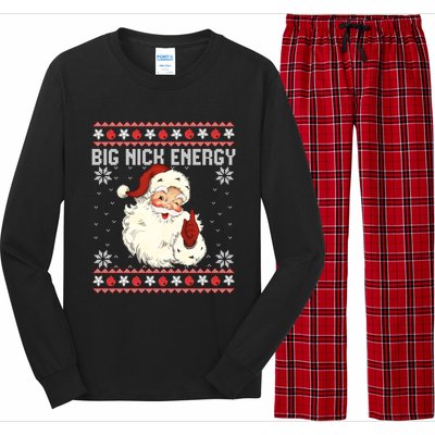 Big Nick Energy Santa Ugly Christmas Sweater Long Sleeve Pajama Set