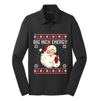 Big Nick Energy Santa Ugly Christmas Sweater Silk Touch Performance Long Sleeve Polo