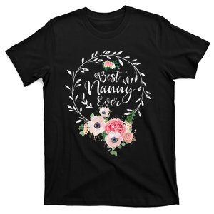 Best Nanny Ever Floral Decoration Grandma T-Shirt