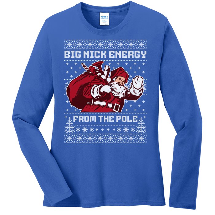 Big Nick Energy Funny Father Christmas Ladies Long Sleeve Shirt