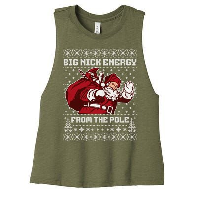 Big Nick Energy Funny Father Christmas Women's Racerback Cropped Tank