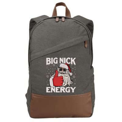 Big Nick Energy Funny Santa Christmas Xmas Gift Cotton Canvas Backpack