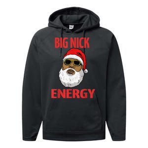 Big Nick Energy Shirt Black African Santa Funny Christmas Performance Fleece Hoodie