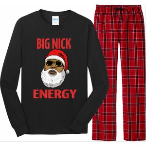 Big Nick Energy Shirt Black African Santa Funny Christmas Long Sleeve Pajama Set