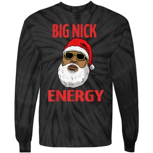 Big Nick Energy Shirt Black African Santa Funny Christmas Tie-Dye Long Sleeve Shirt