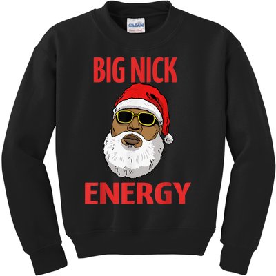 Big Nick Energy Shirt Black African Santa Funny Christmas Kids Sweatshirt