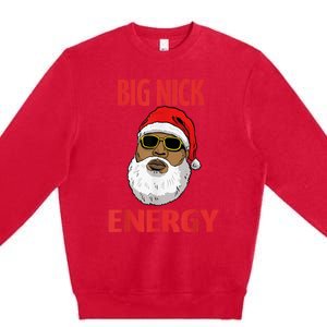 Big Nick Energy Shirt Black African Santa Funny Christmas Premium Crewneck Sweatshirt