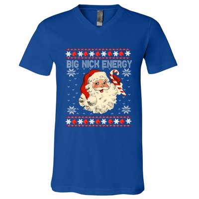 Big Nick Energy Santa Ugly Christmas Sweater Gift V-Neck T-Shirt