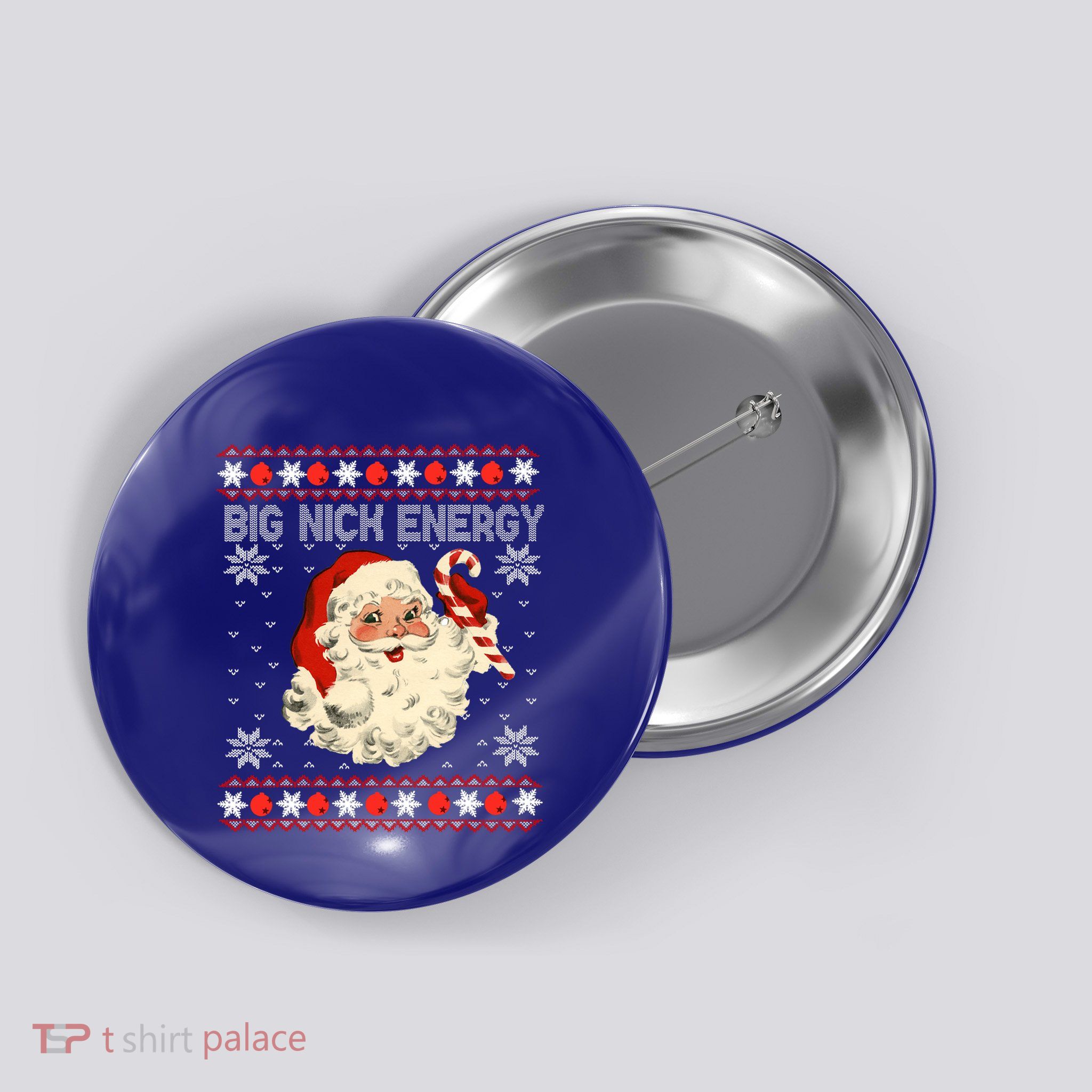 Big Nick Energy Santa Ugly Christmas Sweater Gift Button