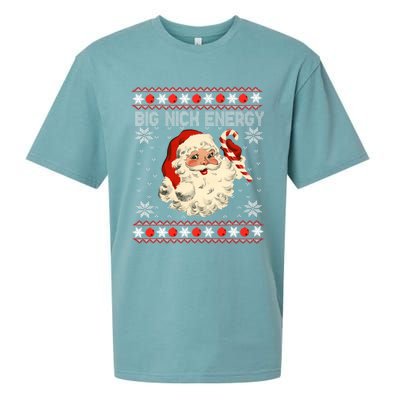 Big Nick Energy Santa Ugly Christmas Sweater Gift Sueded Cloud Jersey T-Shirt