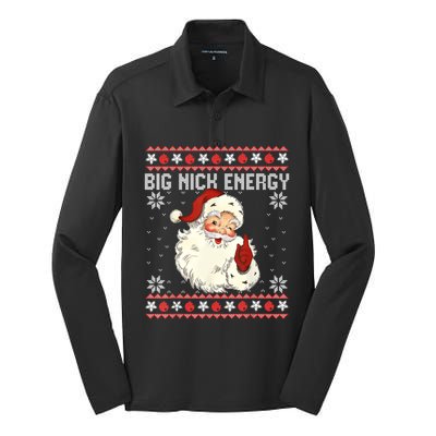 Big Nick Energy Santa Ugly Christmas Sweater Gift Silk Touch Performance Long Sleeve Polo