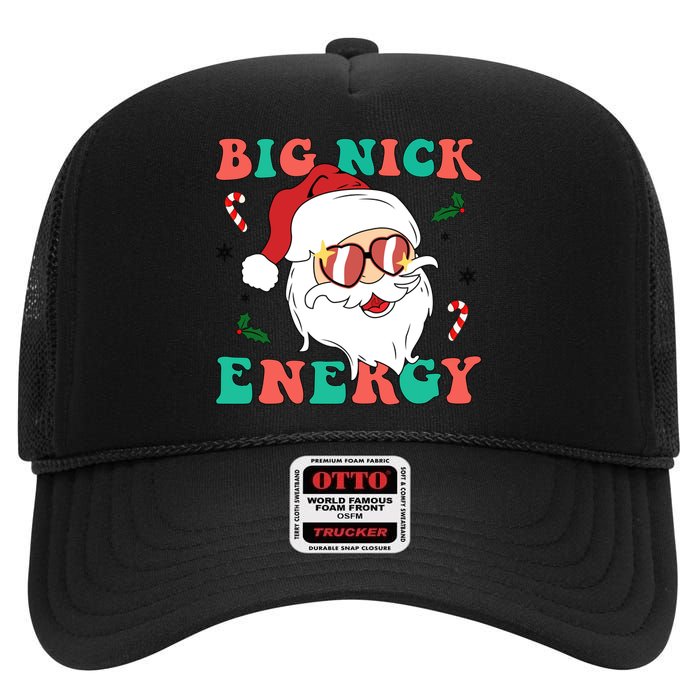 Big Nick Energy Santa Claus Funny Christmas High Crown Mesh Back Trucker Hat