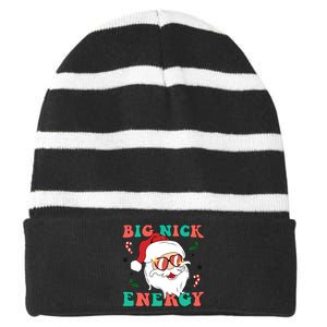 Big Nick Energy Santa Claus Funny Christmas Striped Beanie with Solid Band